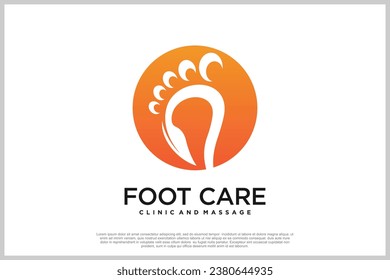Reflexology logo design with podiatry and foot clinic unique concept Premium Vector