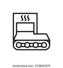 Reflow oven icon. PCB assembly and SMT manufacturing, representing thermal profiling chambers, conveyor soldering systems, infrared heating zones, and electronic component surface mount technology.
