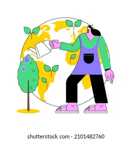 Reforestation abstract concept vector illustration. Silviculture, reforestation program, replanting trees, forest natural restoration, save woodland, climate change mitigation abstract metaphor.