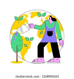 Reforestation abstract concept vector illustration. Silviculture, reforestation program, replanting trees, forest natural restoration, save woodland, climate change mitigation abstract metaphor.