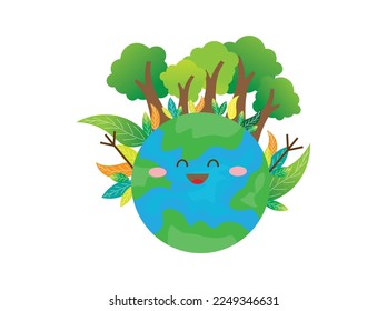 Reforestation for a better earth vector. Save our earth illustration. 