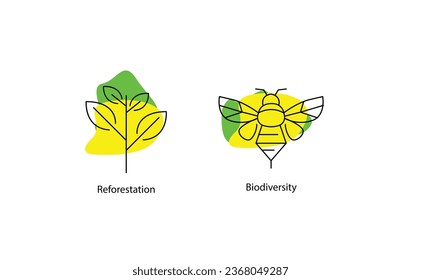 Reforestation and Biodiversity Vector Icon: Promoting Ecological Balance.
