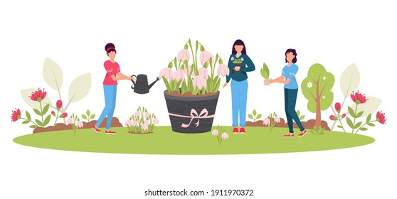 Concepto de reforestación. Restauración del bosque de primavera, reforestación plantando árboles, Día del Medio Ambiente. Caracteres que rodean el jardín. Planta de jardinería voluntaria. La agricultura ambiental salva la ecología de la tierra.