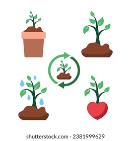 Reforestation Element Vector Flat Design