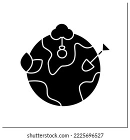 Reforestation glyph icon. Forests regrowing. Afforestation. Restoring cut down forests. Eco awareness concept. Filled flat sign. Isolated silhouette vector illustration
