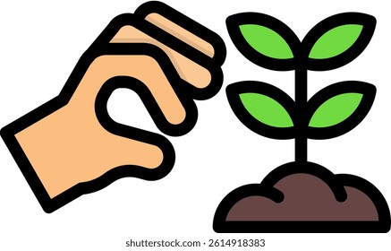 Reforestation Icon Lineal Color Vector Illustration