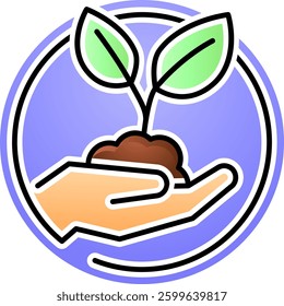 Reforestation Icon Logo. Tree planting activity illustration.