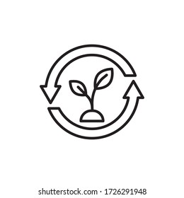 Umforstung Icon Umriss Design Vektor-Abbildung. Ökokarte im weißen Hintergrund isoliert