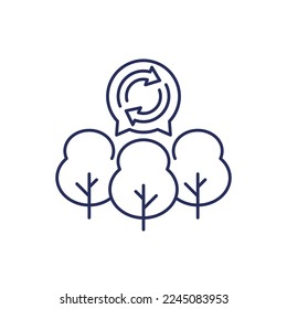 reforestation icon with trees, line vector