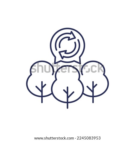 reforestation icon with trees, line vector