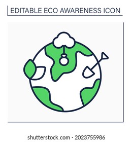 Reforestation line icon. Forests regrowing. Afforestation. Restoring cut down forests. Eco awareness concept. Isolated vector illustration. Editable stroke