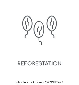 Reforestation linear icon. Reforestation concept stroke symbol design. Thin graphic elements vector illustration, outline pattern on a white background, eps 10.