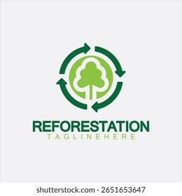 Reforestación logo diseño Vector Plantilla, emblema, concepto de diseño, símbolo creativo, icono