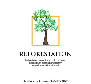 Reforestation logo template, vector isolated. 