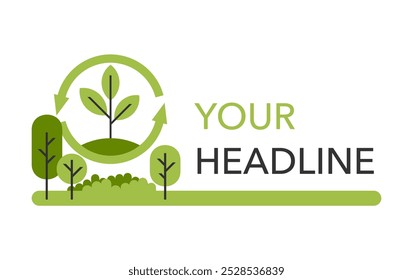 Reforestation Program design - for emblem or logo. Intentional restocking of depleted forests or woodlands