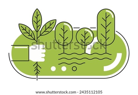 Reforestation Program design - for emblem or logo. Intentional restocking of depleted forests or woodlands