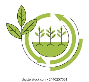 Reforestation Program and Strategy - for emblem or logo. Intentional restocking of depleted forests or woodlands