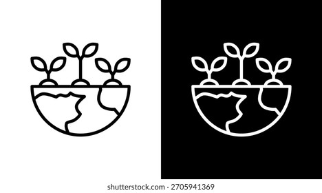 Reforestación Diseño de conjunto de iconos blancos