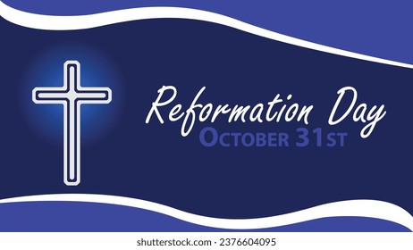 Reformation Day vector banner design with geometric shapes and vibrant colors on a horizontal background. Happy National Reformation Day modern minimal poster.