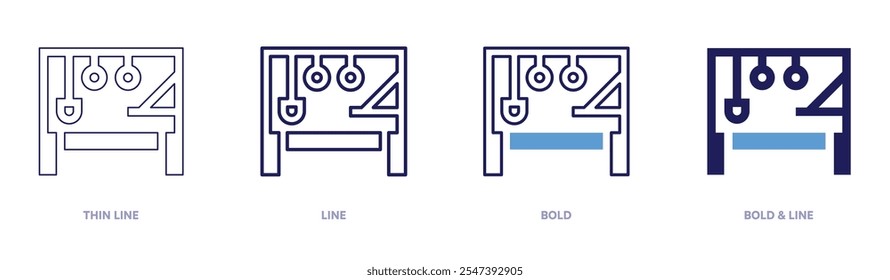 Icono del reformador en 4 estilos diferentes. Línea delgada, línea, negrita y línea negrita. Estilo duotono. Trazo editable.