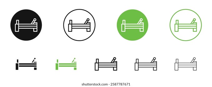 Reformer icons in black and green colors collection