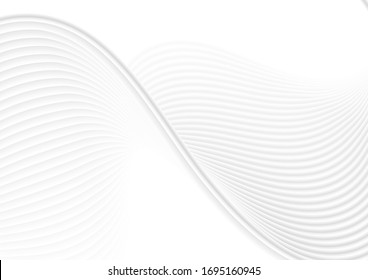 Refracted grey white curved waves abstract elegant background. Vector wavy design