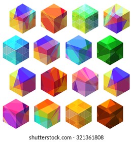 Refracting colorful cube icons.