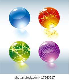 Refracting glossy spheres. Vector.
