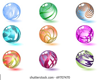 Refracting spheres (balls). Vector.