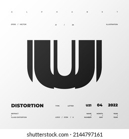 Refraction and Distortion letter. Glass Effect minimal illustration.Abstract sign, symbol for promotional poster, music poster, sale banner, brochure or logo for your brand. Eps10 vector.