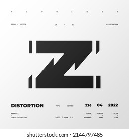 Refraktions- und Verzerrungsschreiben. Glass Effect minimale Illustration.Abstraktes Zeichen, Symbol für Werbeplakat, Musikposter, Verkaufsbanner, Broschüre oder Logo für Ihre Marke. EPS10-Vektor.
