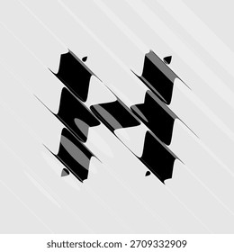 Refraktions- und Verzerrungsbuchstaben. Glass Effect minimale Illustration. Abstraktes Zeichen, Symbol für Werbe-Poster, Musik-Poster, Verkaufs-Banner, Broschüre oder Logo für Ihre Marke. EPS10-Vektor.