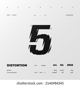 Refraction and Distortion number. Glass Effect minimal illustration. Abstract sign, symbol for promotional poster, music poster, sale banner, brochure or logo for your brand. Eps10 vector.