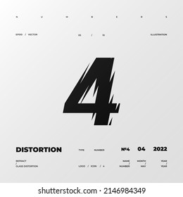 Refraction and Distortion number. Glass Effect minimal illustration. Abstract sign, symbol for promotional poster, music poster, sale banner, brochure or logo for your brand. Eps10 vector.
