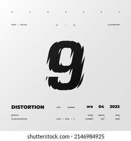 Número de refracción y distorsión. Ilustración mínima del efecto cristal. Signo abstracto, símbolo para afiche promocional, afiche musical, banner de venta, folleto o logotipo para su marca. Vector Eps10.