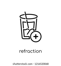 refraction icon. Trendy modern flat linear vector refraction icon on white background from thin line Science collection, outline vector illustration