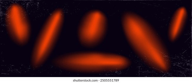 Refracción, luz, humo naranja, chispa de fuego. Un espectro arcoíris en el espacio, un punto luminoso, una llamarada brillante y deslumbrante. Resplandor mágico de un rayo, explosión de energía, foco naranja. Vector.