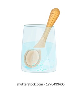 Refraction through a glass. Refraction of light. Water causes light to deflect. Glass with water and spoon. Optic lens effect and change of angle. Physics experiment. Stock vector illustration