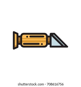 Refractometer, tool to measure moisture content of honey, thin line flat icon, vector illustration isolated on white background. Flat thin line icon of refractometer, refraction measuring tool