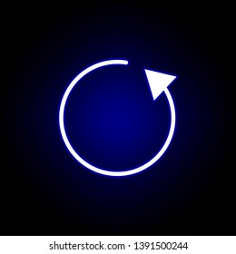 refresh, arrow, circle icon in neon style. Can be used for web, logo, mobile app, UI, UX