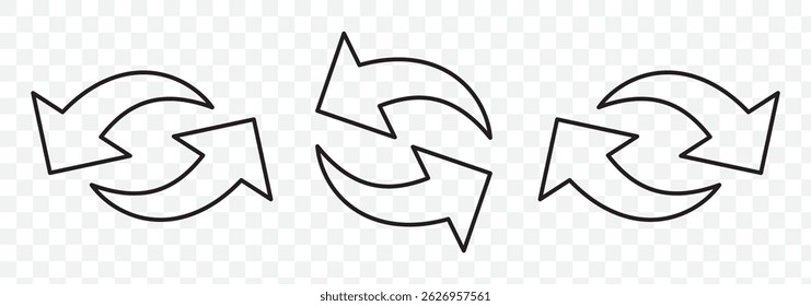 refresh arrow icon transparent. refresh sign PNG. reload, reset. repeat, recycling sign. circular arrow icon vector. update icon. convert icon. replay, reboot sign on white background. EPS 10