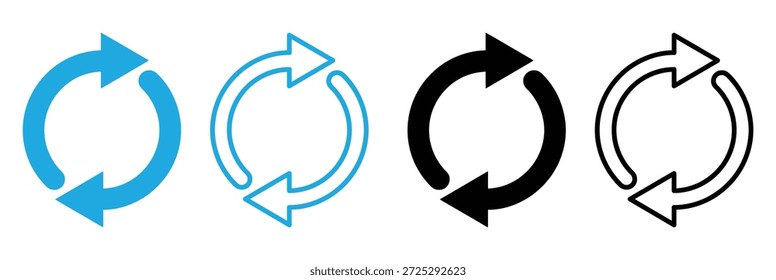  refresh arrow icon transparent. refresh sign. arrow spin icon, recycle round, circle refresh or restart. Dual Arrow. Double side arrow icon set. 