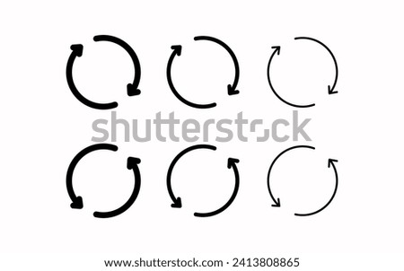 Refresh arrow icons. Line, set of arrows in a circle, relog button design. Vector icon