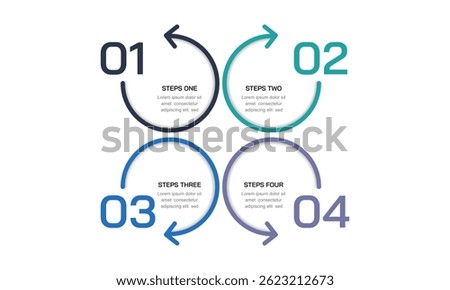 Refresh arrow infographic with 4 numbers options. Presentation, Workflow, Plan and Strategy. Vector illustration.