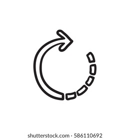 Refrescar el icono de esbozo vectorial de flecha aislado en el fondo. Icono de flecha Refrescar dibujado a mano. Refrescar el icono de esbozo de flecha para infografía, sitio web o aplicación.