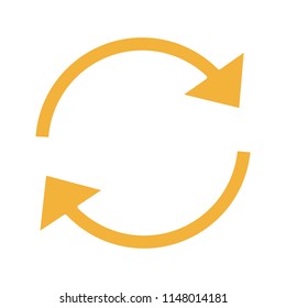 Refresh arrows glyph color icon. Reload. Cached. Circle arrows. Synchronization. Silhouette symbol on white background with no outline. Negative space. Vector illustration