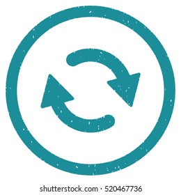 Refresh Arrows rubber seal stamp watermark. Icon vector symbol with grunge design and dirty texture. Scratched soft blue ink sign on a white background.