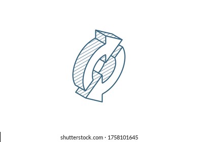 Refresh Arrows, sync, exchange isometric icon. 3d vector illustration. Isolated line art technical drawing. Editable stroke