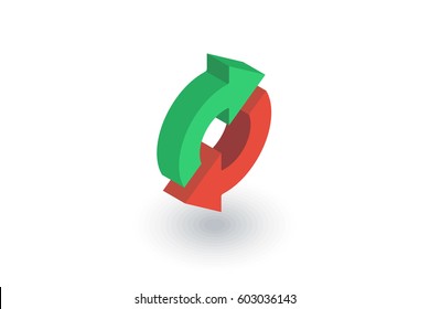 Refresh Arrows, sync, exchange isometric flat icon. 3d vector colorful illustration. Pictogram isolated on white background