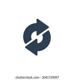 Refresh Arrows, sync, exchange solid flat icon. Vector glyph illustration. Black pictogram isolated on white background